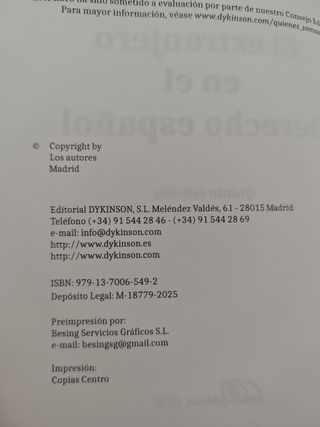 Libro El Extranjero en el Derecho Español