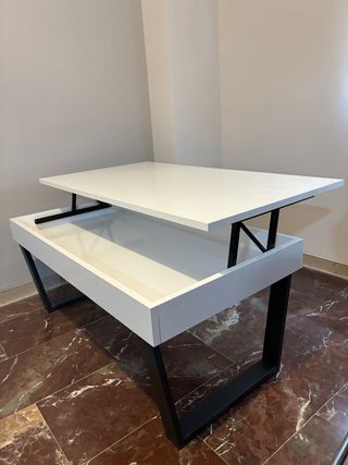 Mesa elevable blanca y gris grafito 1,10*60.