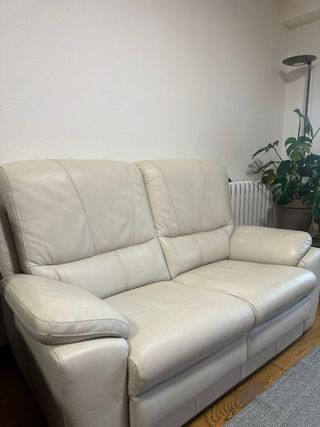 Sofá de 2 plazas en piel blanco