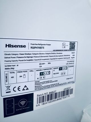 277.Frigorifico Americano Hisense Cristal Blanco