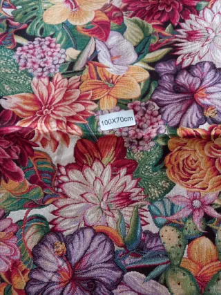 Tela Gobelino Floral 100x70cm