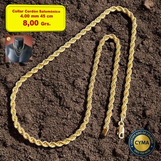 Cadena Oro 18K Salomónica 4mm Hombre Mujer