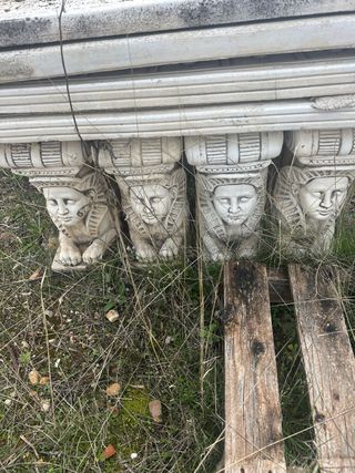 Banco de jardín decorativo de piedra 2 unidades