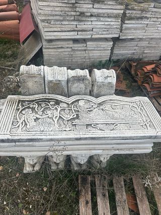 Banco de jardín decorativo de piedra 2 unidades