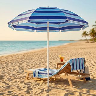 Ombrellone da Spiaggia Telo 2m Poliestere Tondo