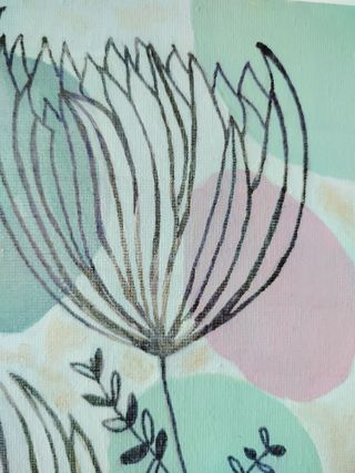 Pintura acrílica abstracto moderno flores. Decorac