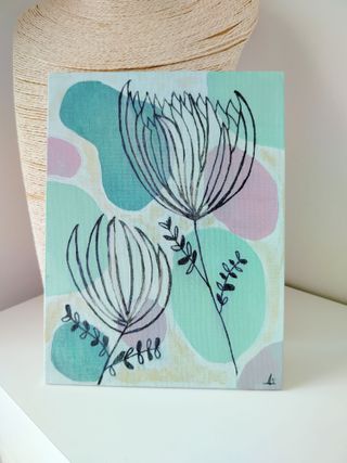 Pintura acrílica abstracto moderno flores. Decorac