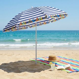 Ombrellone Spiaggia Inclinabile Telo in Nylon 1,5M