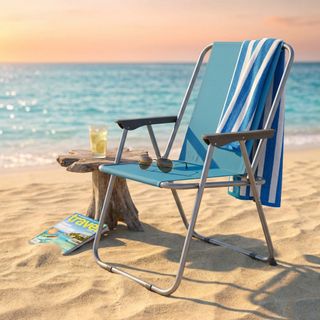 Sedia da Spiaggia Acciaio e Tessuto Oxford Azzurro