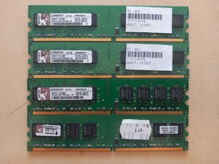 4 Módulos Memoria RAM Kingston 1GB DDR2. Total 4GB