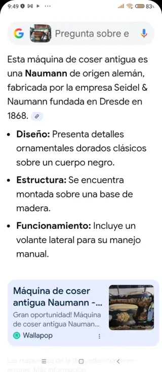 Máquina de coser antigua Naumann