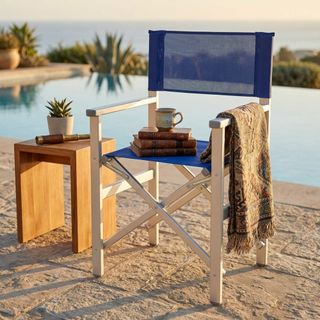 Poltrona Regista 88Cm in Alluminio e Textilene Blu