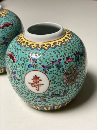 Jarrón Tibor porcelana china decorado