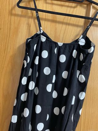 Vestido largo lunares blanco y negro