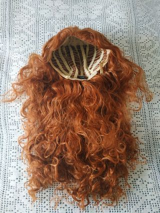 Peluca cosplay Merida rizada pelirroja 80cm