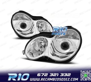 FAROS MERCEDES CLASE C W203 00-04 FONDO CROMO