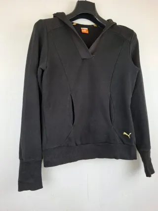 Sudadera Puma Negra Logo Dorado Y2K