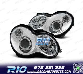 FAROS MERCEDES CLASE C SPORT COUPE C203 01-04 FONDO CROMO