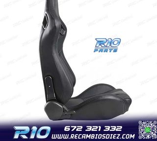 ASIENTO DEPORTIVO SEMI BAQUET ESTILO RS CUERO NEGRO