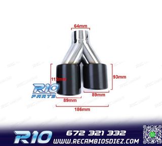 COLAS ESCAPE SALIDA DOBLE UNIVERSAL 2x 89MM ACERO INOX NEGRO