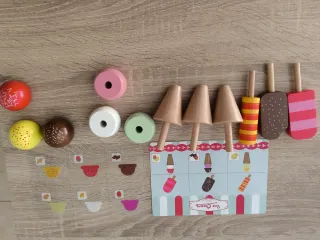 Juego madera pizza, tarta y helados