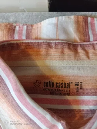 Camisa Célio Rayas Naranja/Rosa Talla XL