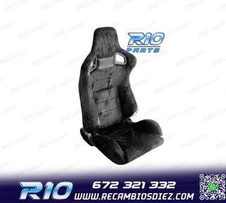 ASIENTO DEPORTIVO SEMI BAQUET ESTILO RS ALCÁNTARA NEGRA