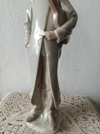 Figura Lladro Viejo con Violín Porcelana