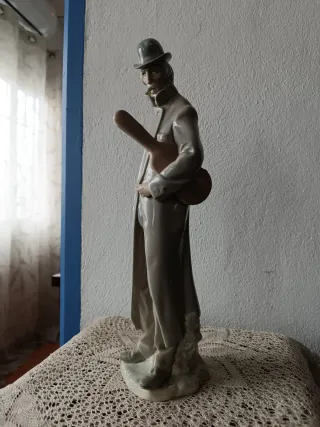 Figura Lladro Viejo con Violín Porcelana