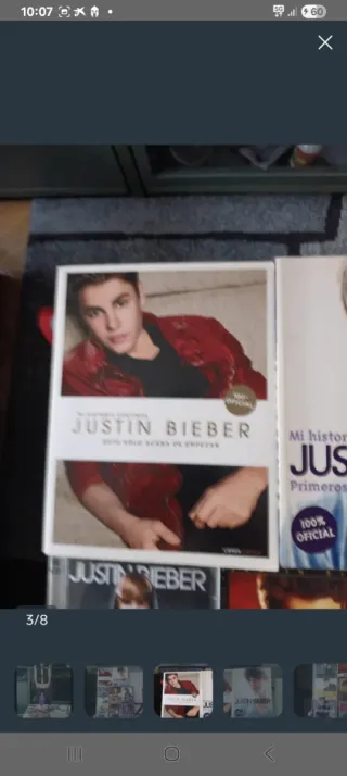 Lote Justin Bieber CDs, DVDs, libros y figura