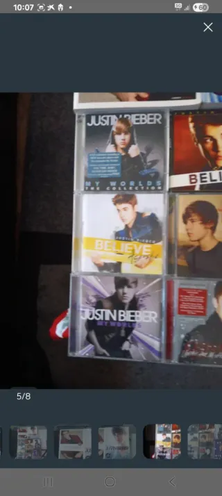 Lote Justin Bieber CDs, DVDs, libros y figura