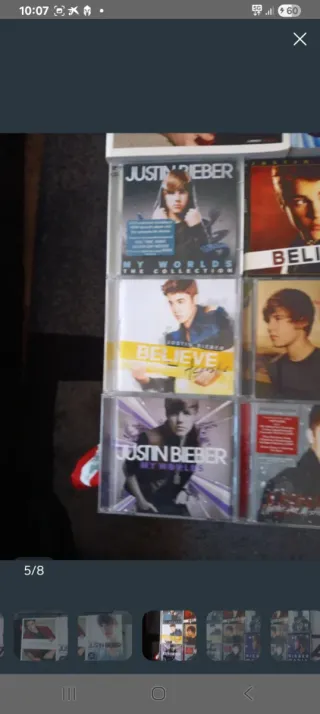 Lote Justin Bieber CDs, DVDs, libros y figura