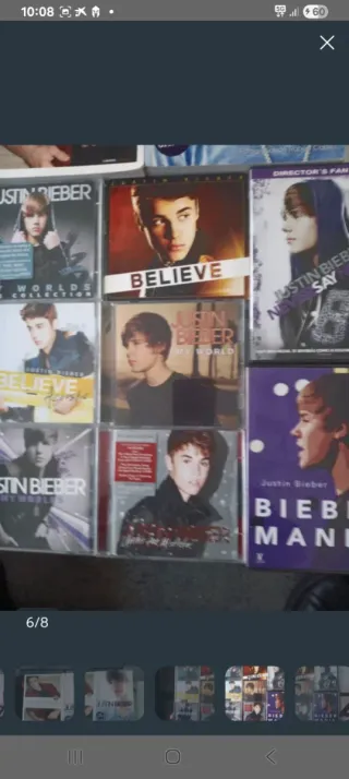 Lote Justin Bieber CDs, DVDs, libros y figura