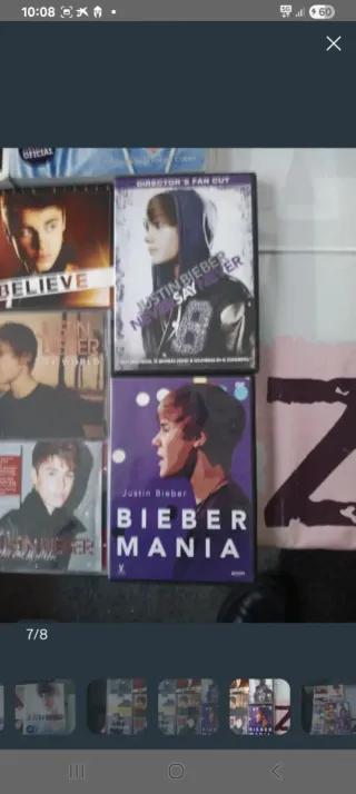 Lote Justin Bieber CDs, DVDs, libros y figura