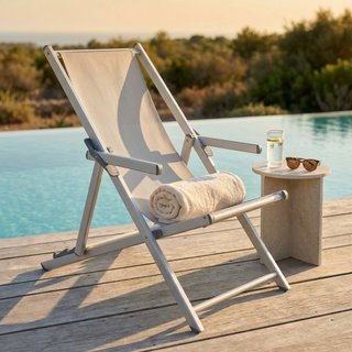 Sdraio Mare Alluminio e Textilene con Braccioli