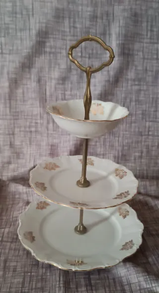 Alzata vintage in ceramica a 3 piani