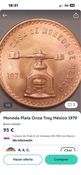 Onza de Plata 925 Balanza 1979