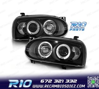 FAROS VOLKSWAGEN VW GOLF 3 OJOS ANGEL FONDO NEGRO H1 H1