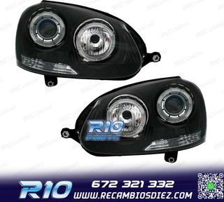 FAROS VOLKSWAGEN VW GOLF 5 03-08 OJOS ANGEL FONDO NEGRO