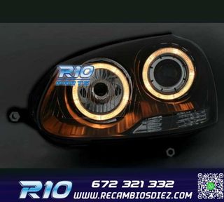 FAROS VOLKSWAGEN VW GOLF 5 03-08 OJOS ANGEL FONDO NEGRO