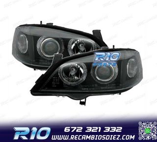 FAROS PARA OPEL ASTRA G 97-04 OJOS ANGEL FONDO NEGRO H7-H7