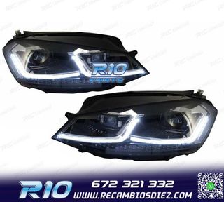 FAROS VOLKSWAGEN VW GOLF 7 12-17 DRL DINAMICOS NEGROS LOOK 7