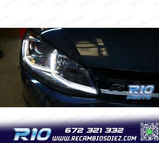 FAROS VOLKSWAGEN VW GOLF 7 12-17 DRL DINAMICOS NEGROS LOOK 7