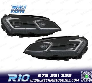 FAROS VOLKSWAGEN VW GOLF 7 12-17 DRL DINAMICOS NEGROS LOOK 7