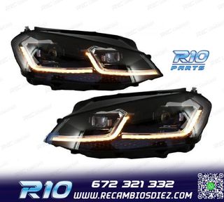 FAROS VOLKSWAGEN VW GOLF 7 12-17 DRL DINAMICOS NEGROS LOOK 7