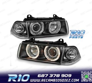 FAROS BMW E36 90-99 OJOS ANGEL FONDO NEGRO H7