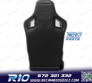 ASIENTO DEPORTIVO SEMI BAQUET ESTILO RS CUERO NEGRO SEMI PIE