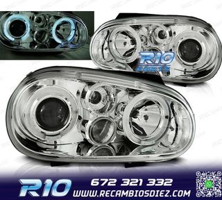 FAROS VOLKSWAGEN VW GOLF 4 OJOS ANGEL CROMO