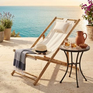 Sdraio Reclinabile Bamboo Orientale Bianca 117cm