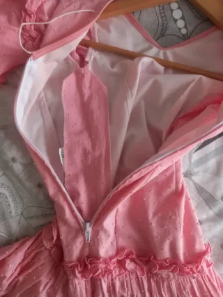 Traje de flamenca rosa volantes